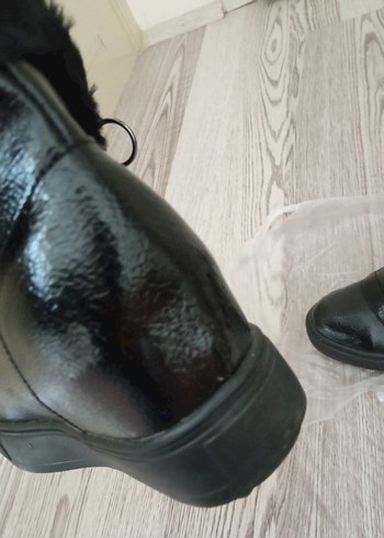 Siyah Deri Kürklü Biker Kadın Bot - Görsel 10