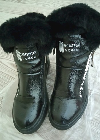 Siyah Deri Kürklü Biker Kadın Bot - Görsel 3