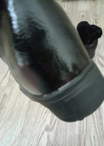 Siyah Deri Kürklü Biker Kadın Bot - Görsel 11