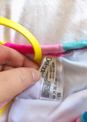 Çizgili Renkli Kız Çocuk Mayo - Görsel 3