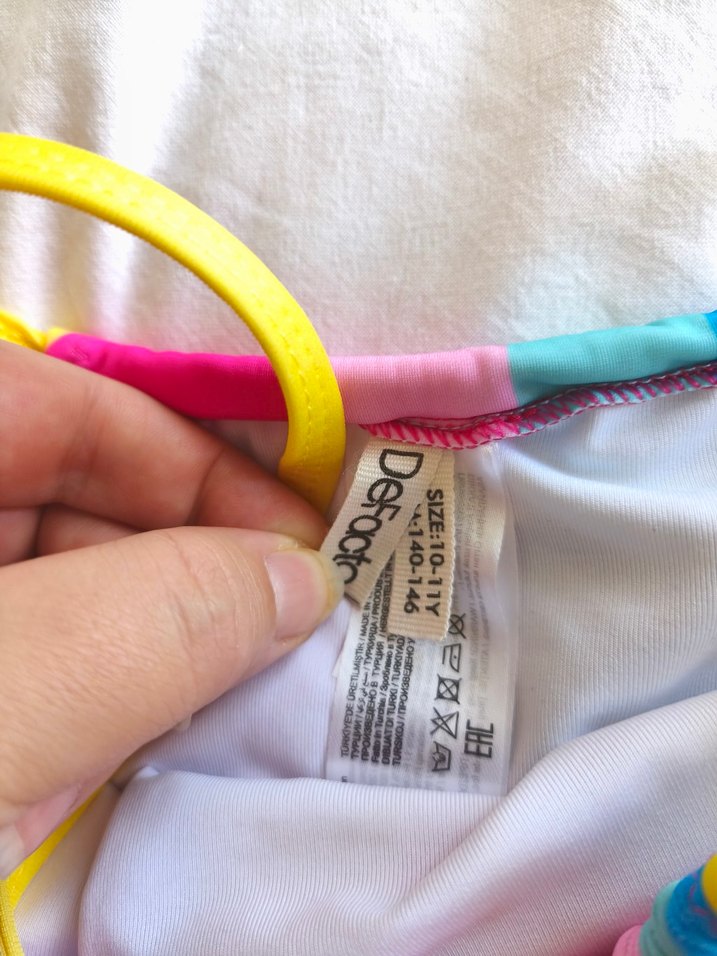 Çizgili Renkli Kız Çocuk Mayo - Görsel 3