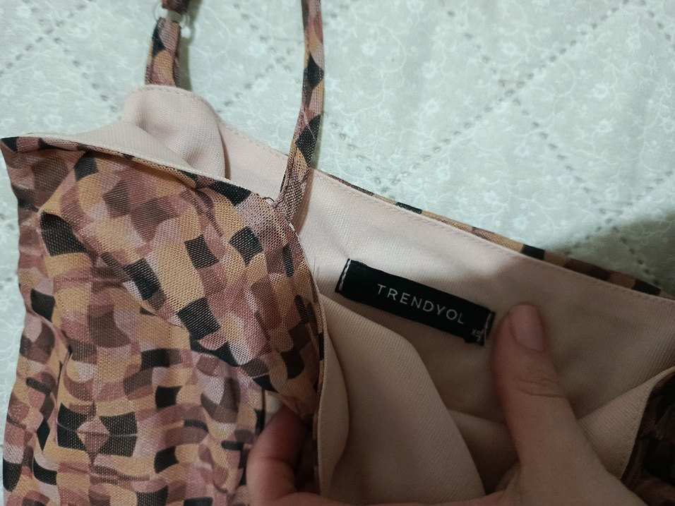 Trendyol & Milla Kahverengi Dantel Detaylı Mini Elbise - Görsel 4