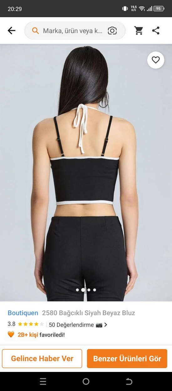 boutiquen Siyah İnce Askılı Crop Top - Görsel 2