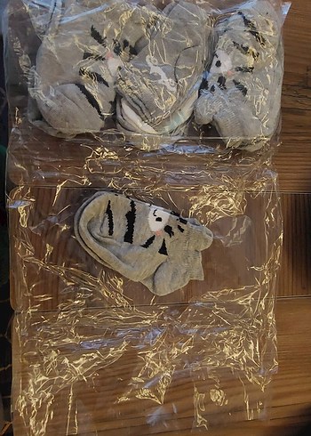 Kız Çocuk Gri Zebra Desenli Triko Çorap - Görsel 3