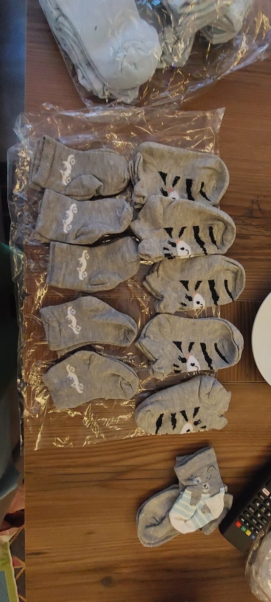 Kız Çocuk Gri Zebra Desenli Triko Çorap - Görsel 2