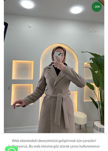 Uzun Siyah Kemerli Kadın Kaban - Görsel 3