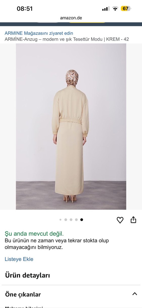 Bej Kadın Uzun Kollu Uzun Elbise - Görsel 2