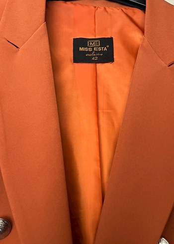 Turuncu Düğmeli Kadın Blazer Ceket - Görsel 2