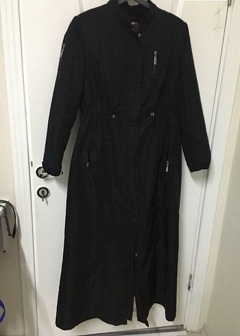 Kadın Siyah Uzun Su İtici Kemerli Trençkot - Görsel 2