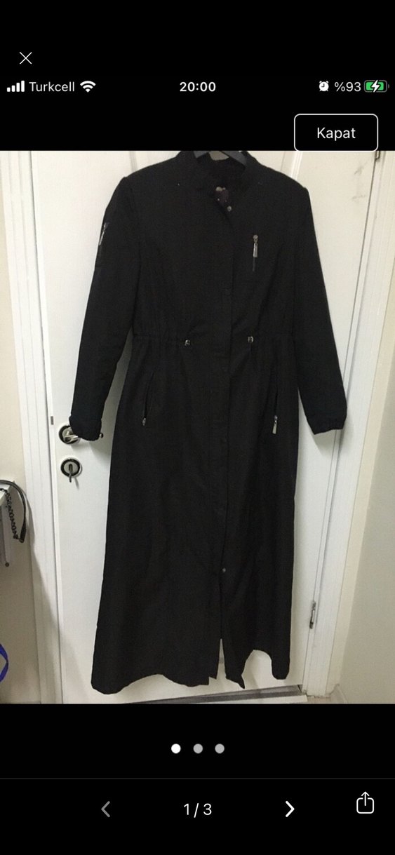 Kadın Siyah Uzun Su İtici Kemerli Trençkot - Görsel 2