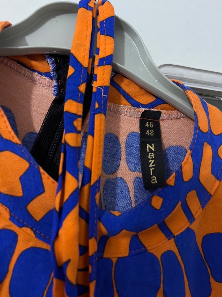 Renkli Piliseli Uzun Bohem V Yaka Elbise - Görsel 2