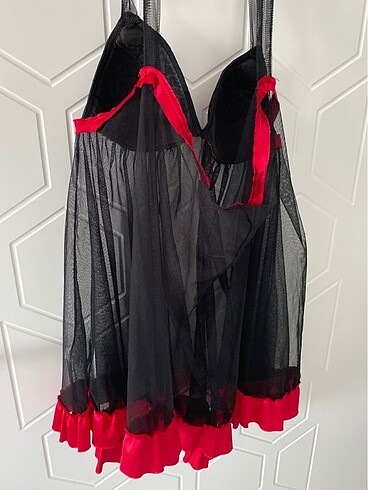 Siyah kırmızı fantastik gecelik - Görsel 5