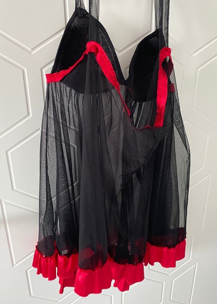Siyah kırmızı fantastik gecelik - Görsel 5