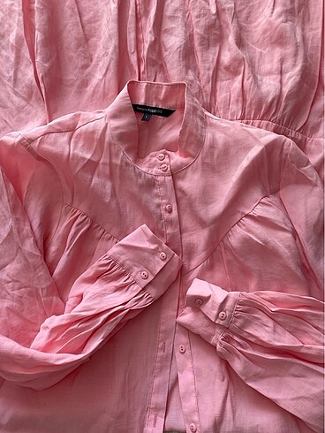 Pembe uzun kollu uzun elbise - Görsel 8