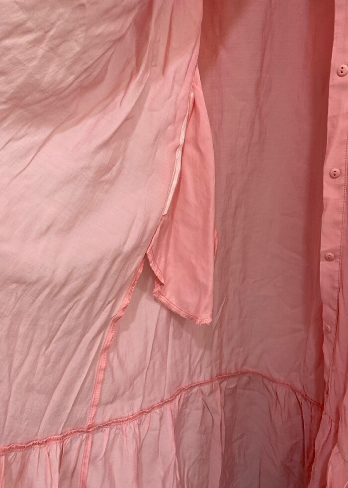 Pembe uzun kollu uzun elbise - Görsel 5