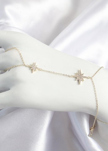 İnce Zincir Detaylı Beyaz Kadın El Zinciri - Görsel 2