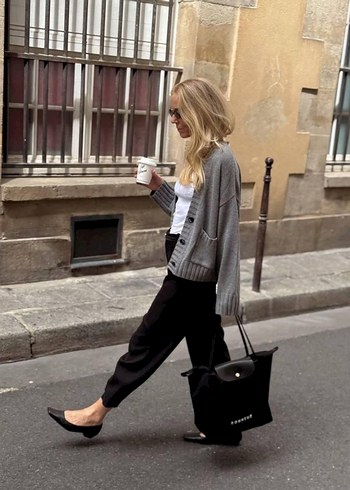 Gri Deri Kadın Günlük Tote Çanta - Görsel 2