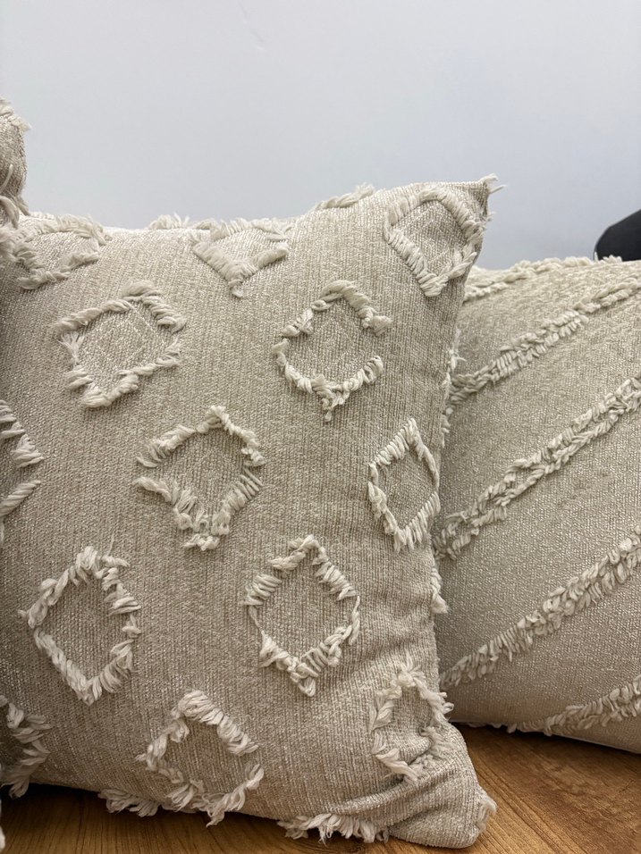 Nakışlı Bohem Tarzı Bej Kırlent Kılıfı - Görsel 3