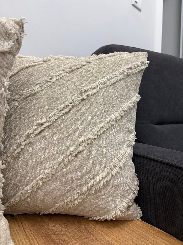 Nakışlı Bohem Tarzı Bej Kırlent Kılıfı - Görsel 4