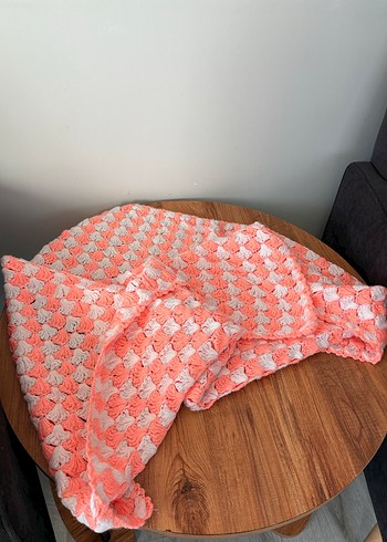 Renkli Pembe Çocuk Örgü Battaniye - Görsel 6