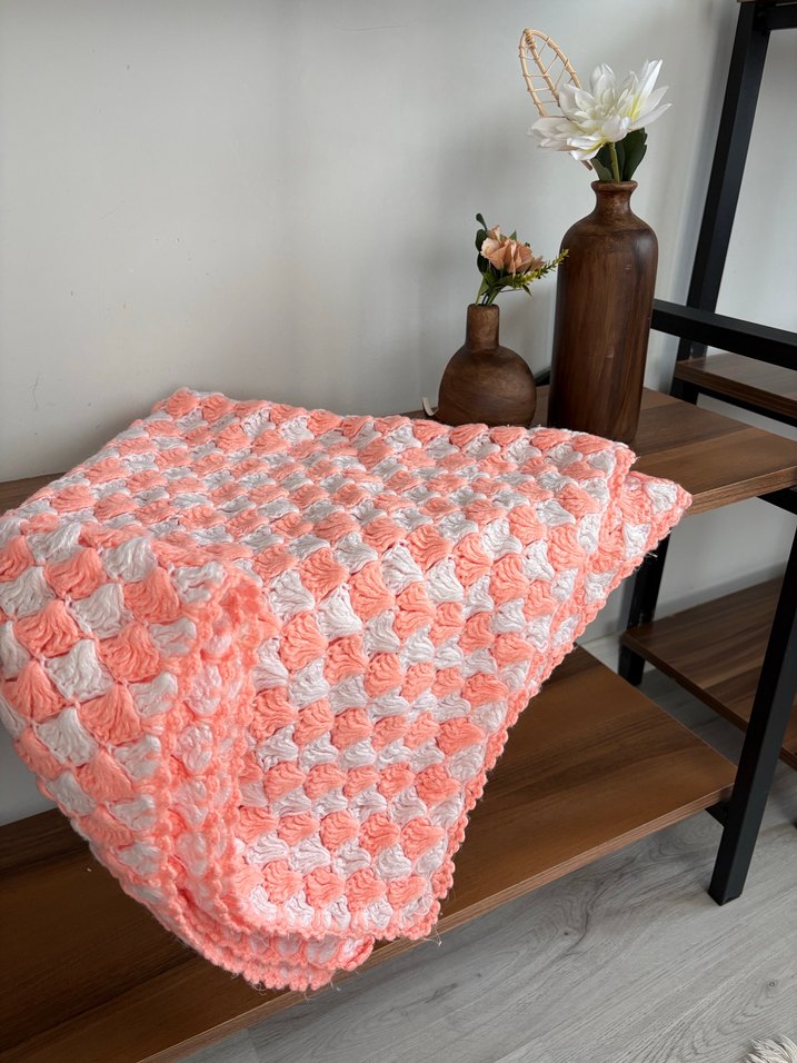 Renkli Pembe Çocuk Örgü Battaniye - Görsel 3