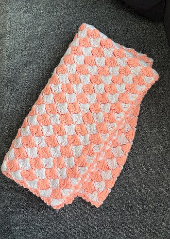 Pembe Pastel Bağlama Desenli Örgü Çocuk Battaniyesi - Görsel 10