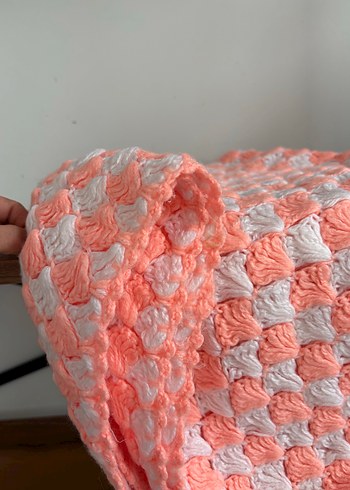 Pembe Pastel Bağlama Desenli Örgü Çocuk Battaniyesi - Görsel 6