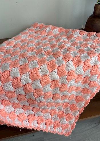 Pembe Pastel Bağlama Desenli Örgü Çocuk Battaniyesi - Görsel 5