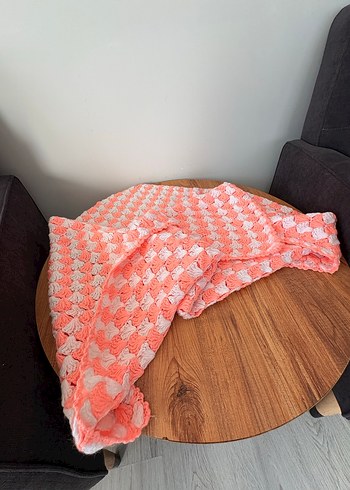 Pembe Pastel Bağlama Desenli Örgü Çocuk Battaniyesi - Görsel 4