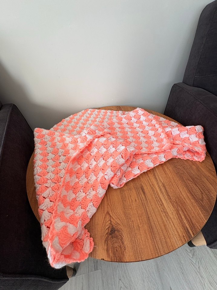 Pembe Pastel Bağlama Desenli Örgü Çocuk Battaniyesi - Görsel 4