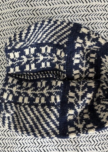 Mavi Gri Örgü ev patik - Görsel 2