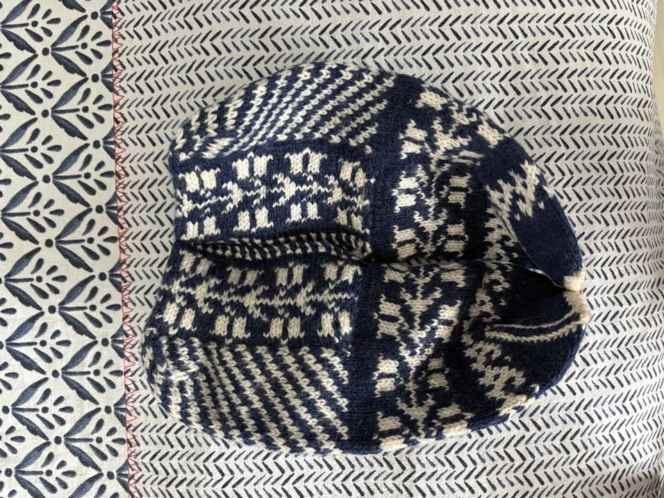 Mavi Gri Örgü ev patik - Görsel 2