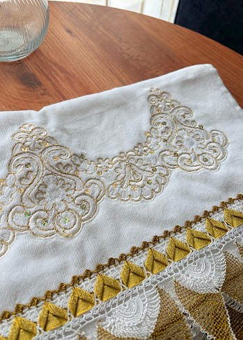 İğne oyası Beyaz Bohem Havlu - Görsel 6