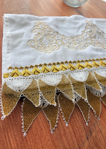 İğne oyası Beyaz Bohem Havlu - Görsel 2