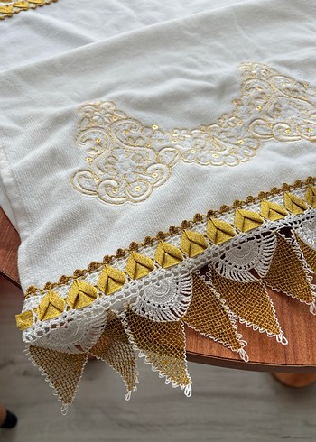 İğne oyası Beyaz Bohem Havlu - Görsel 4