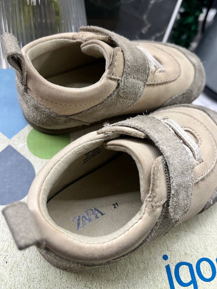 Bej Erkek Bebek zara Ayakkabısı Velcro - Görsel 4