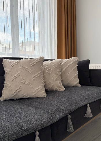 Nakışlı Bohem Bej Dekoratif Yastık - Görsel 13