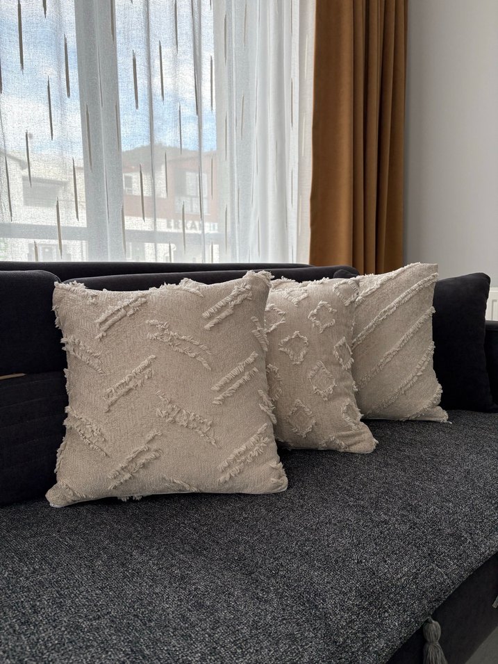 Nakışlı Bohem Bej Dekoratif Yastık - Görsel 5