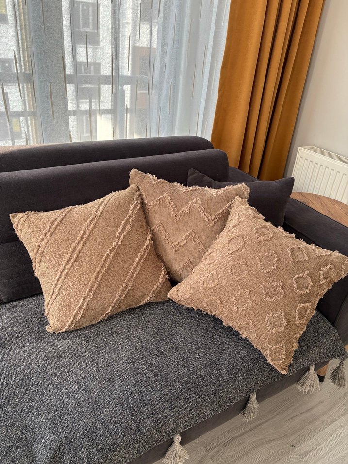 Yağ rengi Bohem Nakışlı Dekoratif Yastık - Görsel 5