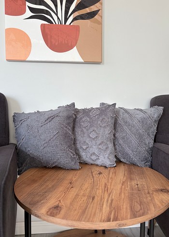 Gri Nakışlı Bohem Dekoratif Yastık - Görsel 13