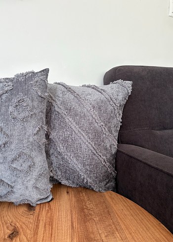 Gri Nakışlı Bohem Dekoratif Yastık - Görsel 12