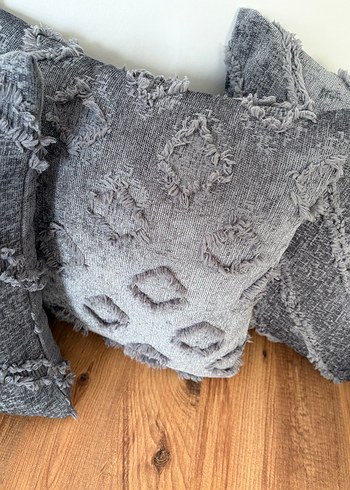 Gri Nakışlı Bohem Dekoratif Yastık - Görsel 8