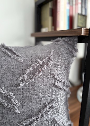 Gri Nakışlı Bohem Dekoratif Yastık - Görsel 5