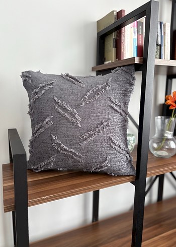 Gri Nakışlı Bohem Dekoratif Yastık - Görsel 4