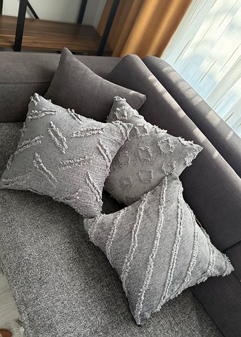 Gri Nakışlı Bohem Dekoratif Yastık - Görsel 14