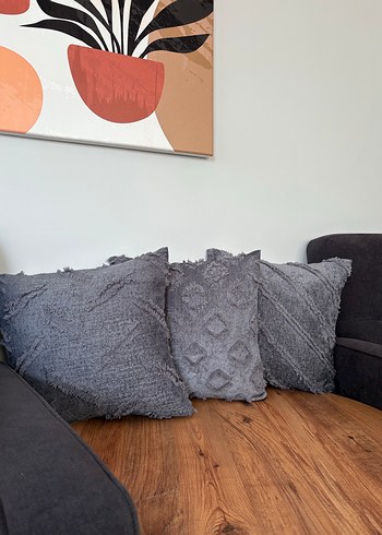 Gri Nakışlı Bohem Dekoratif Yastık - Görsel 7