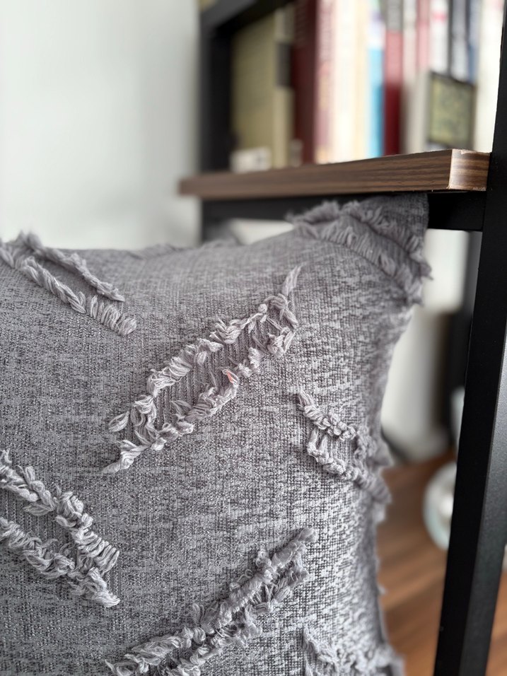 Gri Nakışlı Bohem Dekoratif Yastık - Görsel 5