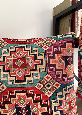 2 adet Etnik Desenli Çok Renkli Kırlent Kılıfı - Görsel 3