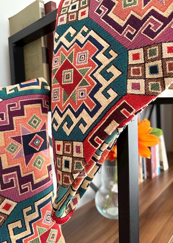 2 adet Etnik Desenli Çok Renkli Kırlent Kılıfı - Görsel 4