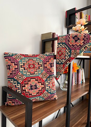 2 adet Etnik Desenli Çok Renkli Kırlent Kılıfı - Görsel 2